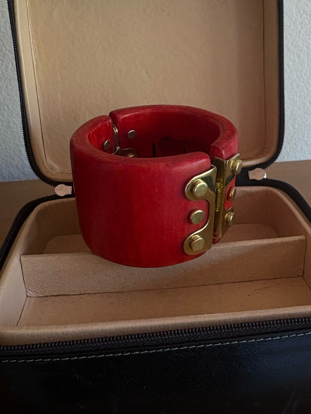 Isabel Marant trendy wide bracelet- acetate with brass hardware.